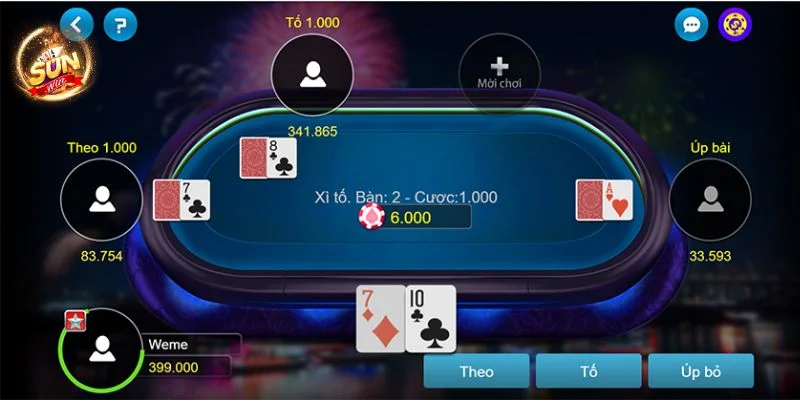 Luật chơi bài xì tố được mặc định rất rõ qua từng vòng cược. 